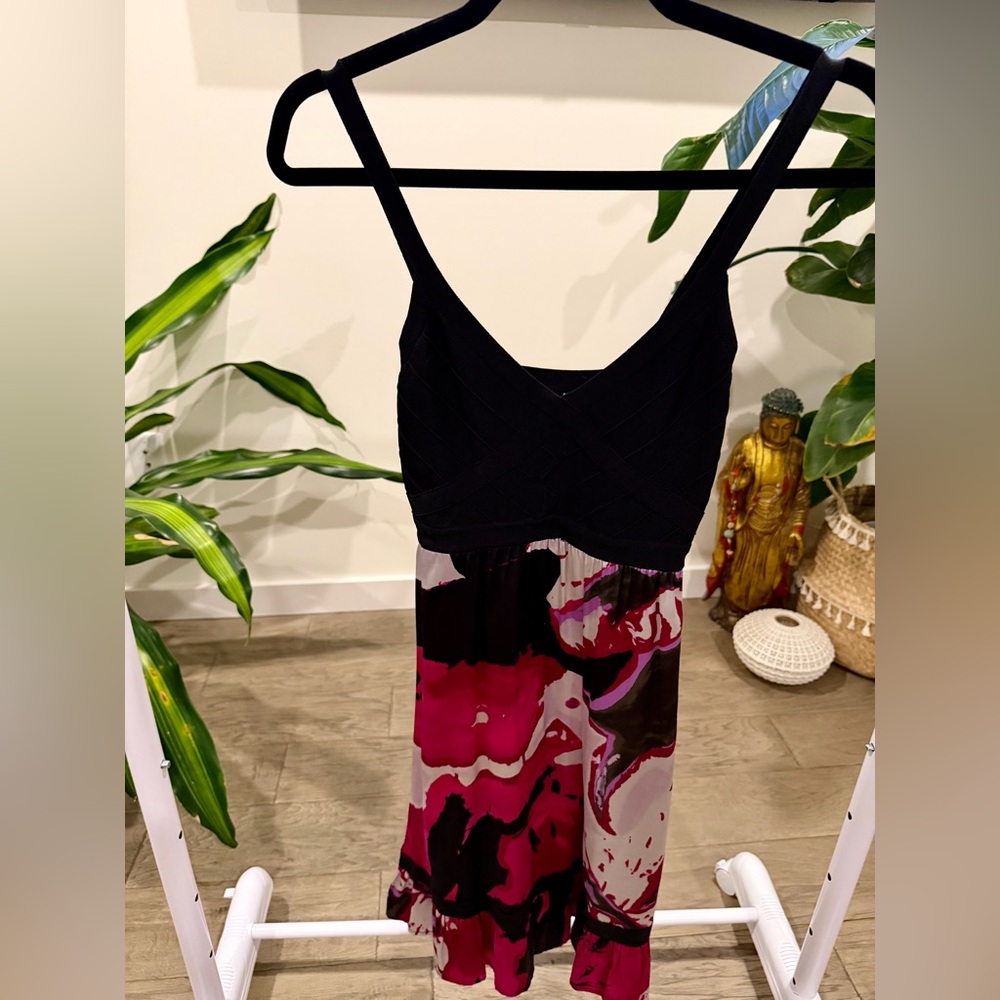 Bebe NWOT Black And Floral Dress, Size Medium, Sleeveless, Mini